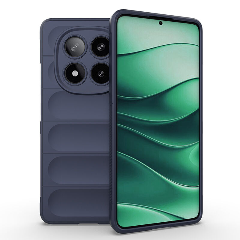 Xiaomi Redmi Note 14 Pro 4G Kılıf Esnek TPU Oyuklu Arka Yüzey Tasarımlı Etnik Silikon Kapak Lacivert
