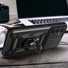 Samsung Galaxy A35 Tank Kılıf Magnetik Standlı Kamera Korumalı Sürgülü Vega Kapak