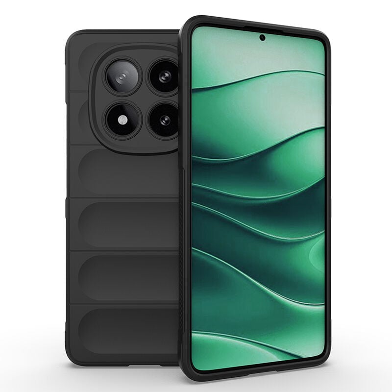 Xiaomi Redmi Note 14 Pro 4G Kılıf Esnek TPU Oyuklu Arka Yüzey Tasarımlı Etnik Silikon Kapak Siyah
