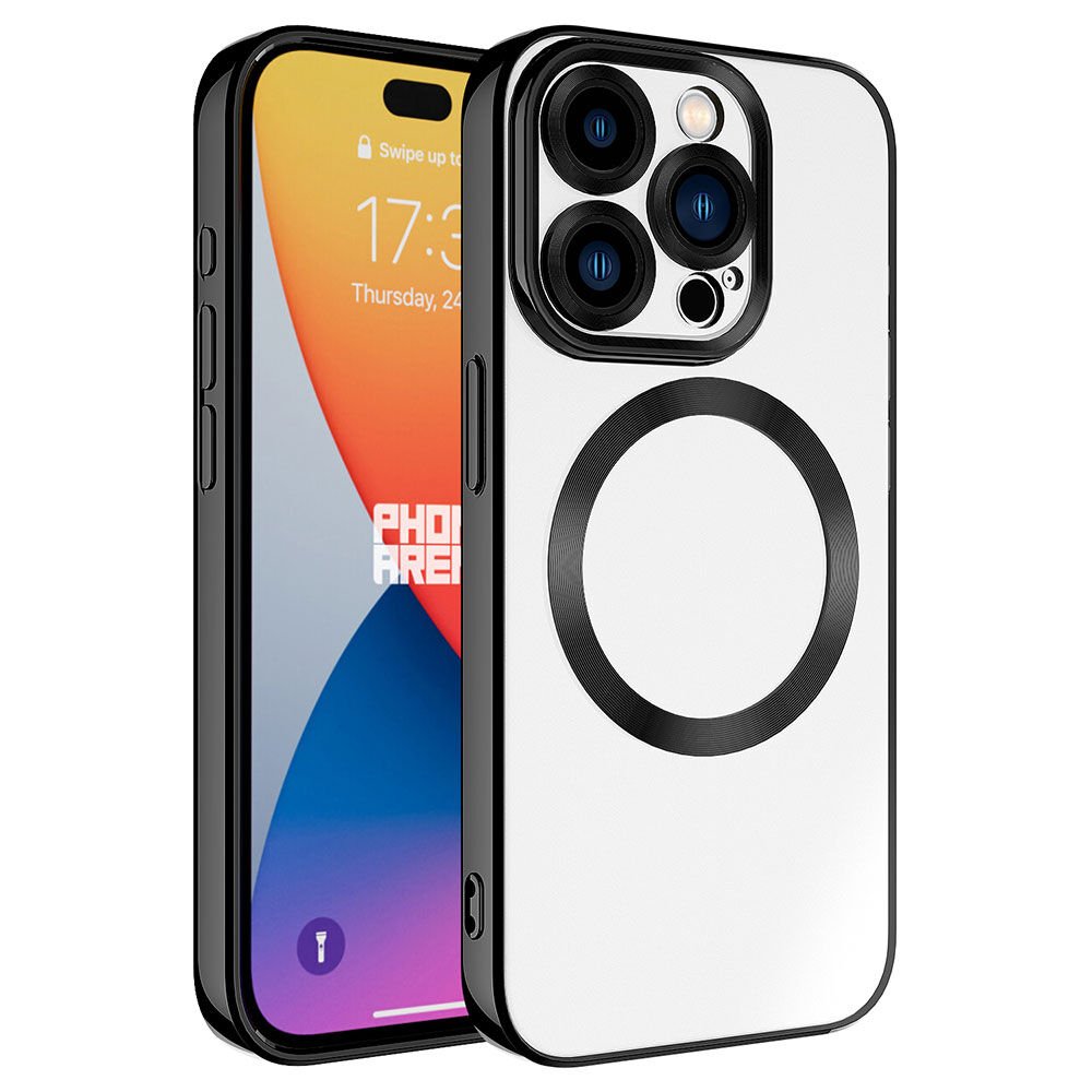 iPhone 15 Pro Max Kılıf Magsafe Wireless Şarj Özellikli Setro Silikon Siyah