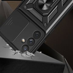 Samsung Galaxy A34 Tank Kılıf Magnetik Standlı Kamera Korumalı Sürgülü Vega Kapak