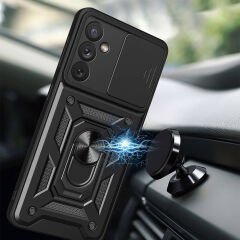 Samsung Galaxy A34 Tank Kılıf Magnetik Standlı Kamera Korumalı Sürgülü Vega Kapak
