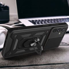 Samsung Galaxy A34 Tank Kılıf Magnetik Standlı Kamera Korumalı Sürgülü Vega Kapak