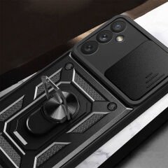 Samsung Galaxy A34 Tank Kılıf Magnetik Standlı Kamera Korumalı Sürgülü Vega Kapak