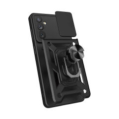 Samsung Galaxy A34 Tank Kılıf Magnetik Standlı Kamera Korumalı Sürgülü Vega Kapak Mavi