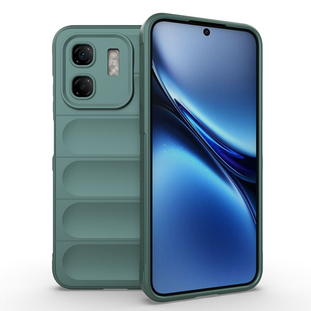 İnfinix Hot 50i 4G Kılıf Esnek TPU Oyuklu Arka Yüzey Tasarımlı Etnik Silikon Kapak Koyu Yeşil
