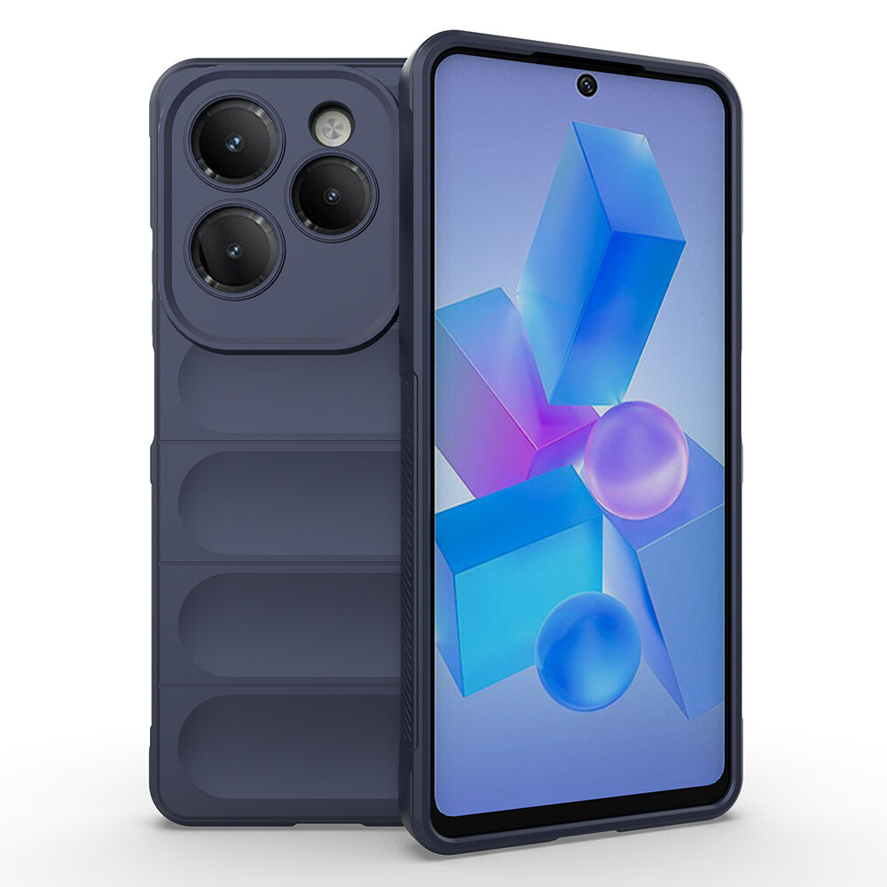 İnfinix Hot 40 Kılıf Esnek TPU Oyuklu Arka Yüzey Tasarımlı Etnik Silikon Kapak Lacivert