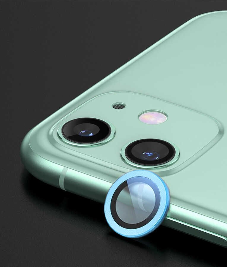 iPhone 12 Mini CL-07 Kamera Lens Koruyucu Mavi