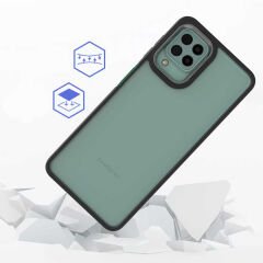 Samsung Galaxy A22 4G Kılıf Kamera Çıkıntılı Arkası Şeffaf Köşeleri Parlak Renkli Işlemeli Flora Kapak