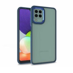 Samsung Galaxy A22 4G Kılıf Kamera Çıkıntılı Arkası Şeffaf Köşeleri Parlak Renkli Işlemeli Flora Kapak