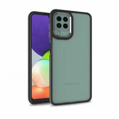 Samsung Galaxy A22 4G Kılıf Kamera Çıkıntılı Arkası Şeffaf Köşeleri Parlak Renkli Işlemeli Flora Kapak