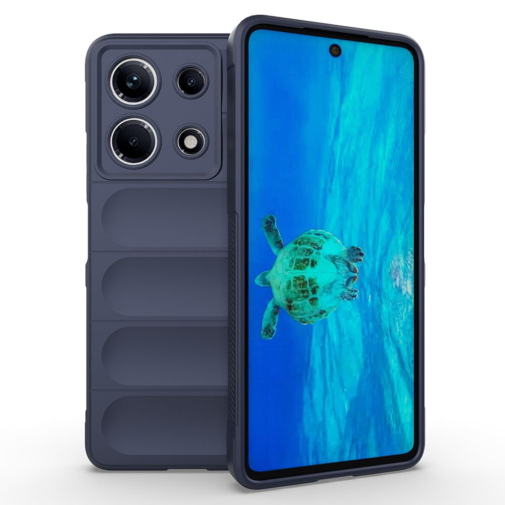İnfinix Note 30 4G Kılıf Esnek TPU Oyuklu Arka Yüzey Tasarımlı Etnik Silikon Kapak Lacivert