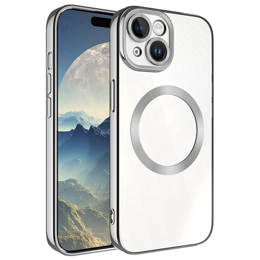 iPhone 15 Plus Kılıf Magsafe Wireless Şarj Özellikli Setro Silikon Koyu Gri