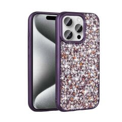 iPhone 15 Pro Max Kılıf Parlak Taşlı Tasarım Linea Kapak