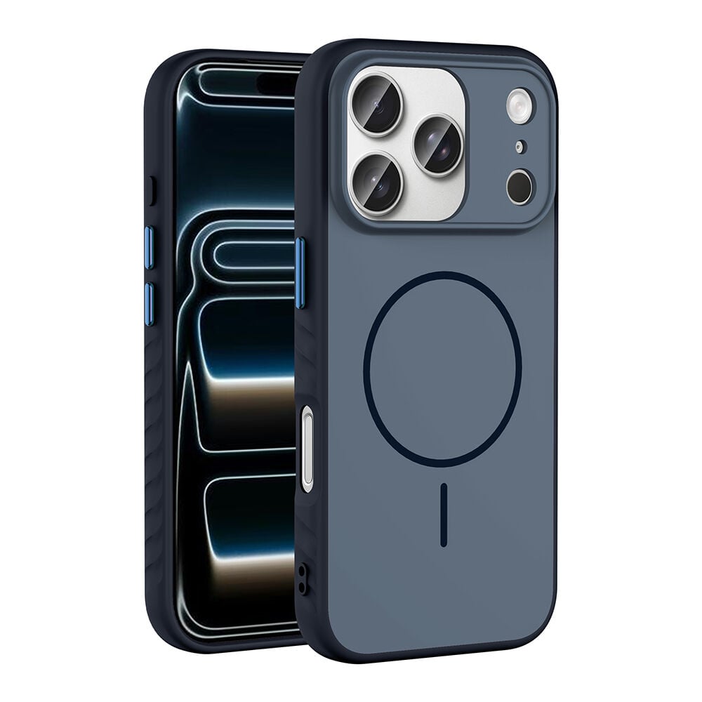 iPhone 17 Pro Max Kılıf Kılıf Kablosuz Şarj Özellikli Kamera Korumali Tea Kapak Lacivert