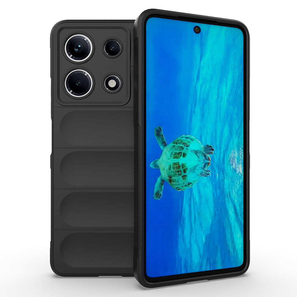 İnfinix Note 30 4G Kılıf Esnek TPU Oyuklu Arka Yüzey Tasarımlı Etnik Silikon Kapak Siyah