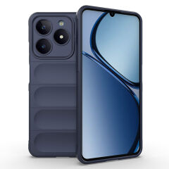 Realme C61 Kılıf Esnek TPU Oyuklu Arka Yüzey Tasarımlı Etnik Silikon Kapak Lacivert