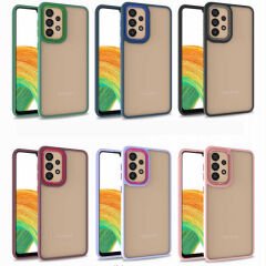 Samsung Galaxy A52 Kılıf Kamera Çıkıntılı Arkası Şeffaf Köşeleri Parlak Renkli Işlemeli Flora Kapak Kırmızı