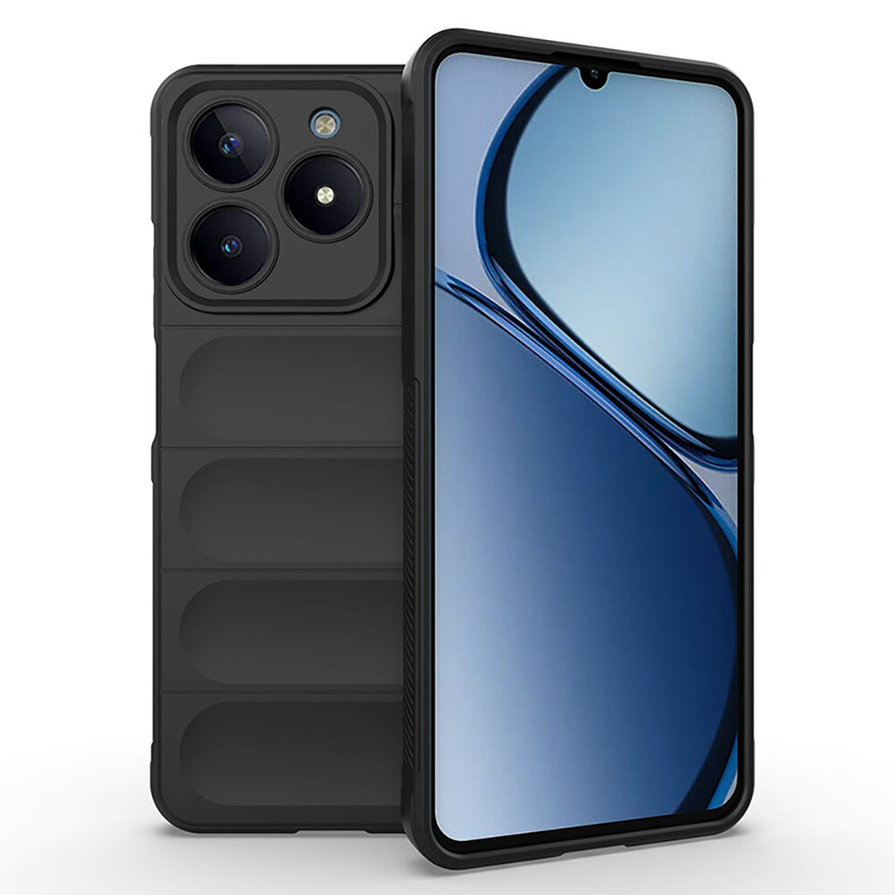Realme C61 Kılıf Esnek TPU Oyuklu Arka Yüzey Tasarımlı Etnik Silikon Kapak Siyah