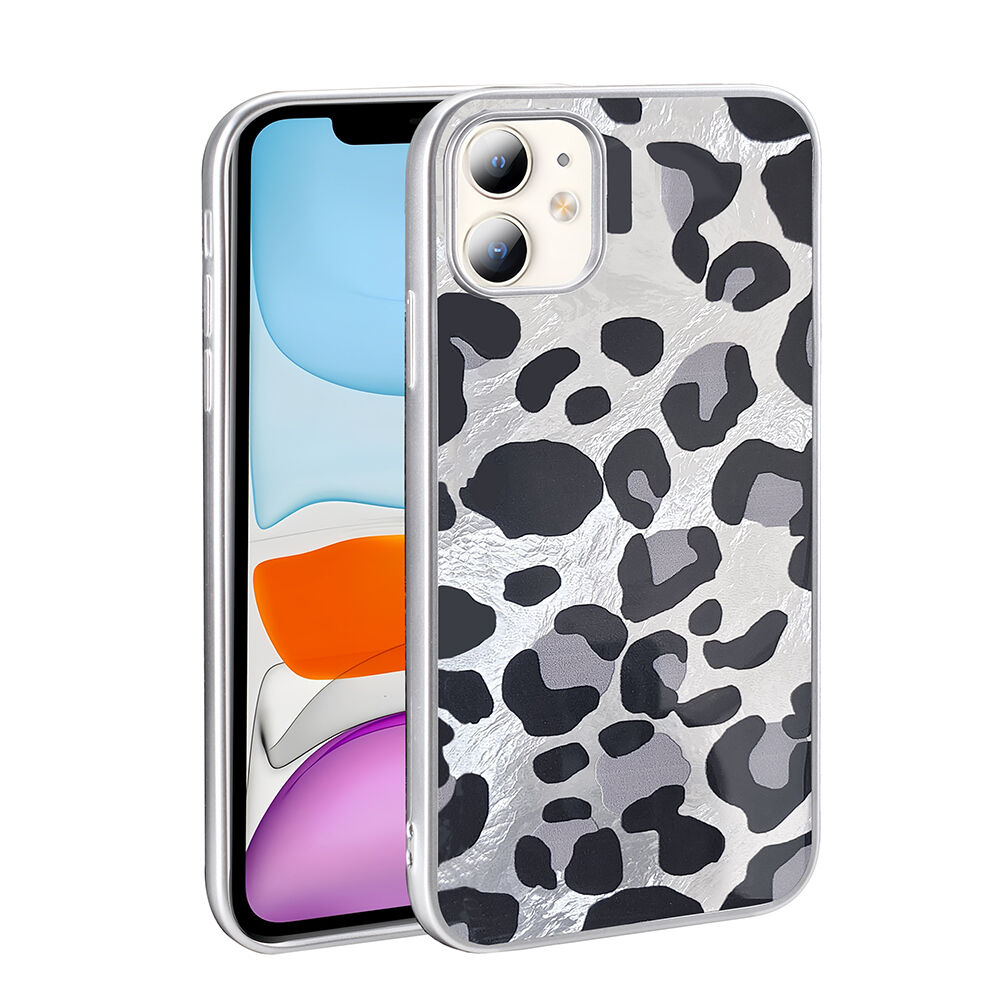 iPhone 11 Kılıf Desenli Mep Kapak Gri Leopar