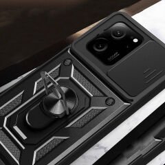 Xiaomi Mi 13T Pro Tank Kılıf Magnetik Standlı Kamera Korumalı Sürgülü Vega Kapak