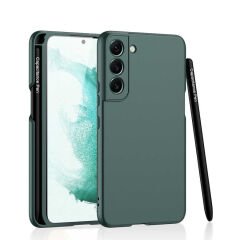 Samsung Galaxy S22 Kılıf Kalemli Kıpta Kapak Koyu Yeşil