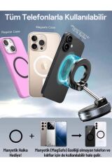 360 Dönebilen Ayarlanabilir Araç Içi Tutucu Kullanılabilen Vakumlu K007 Magsafe Telefon Tutucu