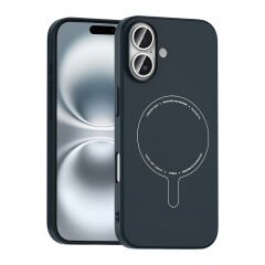 iPhone 17 Kılıf M-Safe Şarj Özellikli Kamera Korumalı Premium Elio Sert PC Kapak Lacivert