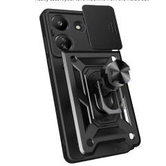 Xiaomi Redmi 13C Tank Kılıf Magnetik Standlı Kamera Korumalı Sürgülü Vega Kapak