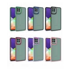 Samsung Galaxy A12 Kılıf Kamera Çıkıntılı Arkası Şeffaf Köşeleri Parlak Renkli Işlemeli Flora Kapak