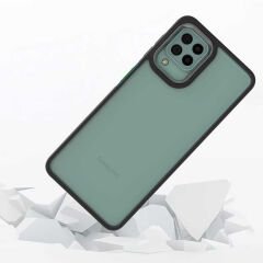 Samsung Galaxy A12 Kılıf Kamera Çıkıntılı Arkası Şeffaf Köşeleri Parlak Renkli Işlemeli Flora Kapak Rose Gold