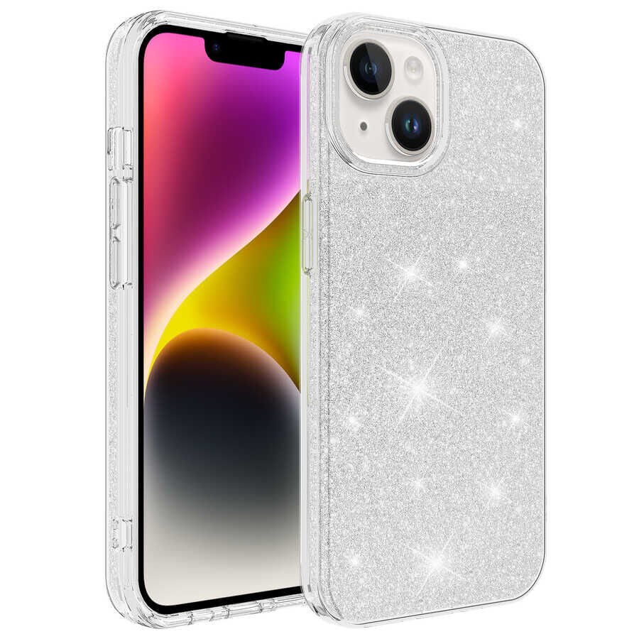 iPhone 14 Kılıf Shining Silikon Gümüş