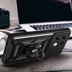 Xiaomi Redmi Note 13 4G Tank Kılıf Magnetik Standlı Kamera Korumalı Sürgülü Vega Kapak