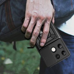 Xiaomi Redmi Note 13 4G Tank Kılıf Magnetik Standlı Kamera Korumalı Sürgülü Vega Kapak