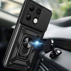 Xiaomi Redmi Note 13 4G Tank Kılıf Magnetik Standlı Kamera Korumalı Sürgülü Vega Kapak