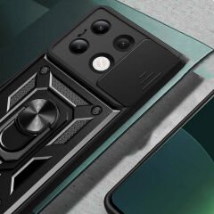 Xiaomi Redmi Note 13 4G Tank Kılıf Magnetik Standlı Kamera Korumalı Sürgülü Vega Kapak
