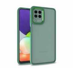 Samsung Galaxy A12 Kılıf Kamera Çıkıntılı Arkası Şeffaf Köşeleri Parlak Renkli Işlemeli Flora Kapak Yeşil