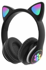 Kulaküstü Bluetooth Kulaklık Kedi Kulaklık Cat Rgb Işıklı Mp3 Tel Telefon Kulaklığı Oyun Müzik