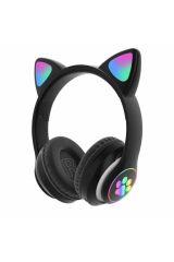 Kulaküstü Bluetooth Kulaklık Kedi Kulaklık Cat Rgb Işıklı Mp3 Tel Telefon Kulaklığı Oyun Müzik