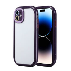 iPhone 11 Kılıf Kamera Korumalı Renkli Kenar ve Çerçeve Tasarımlı Vitamin Kapak Derin Mor