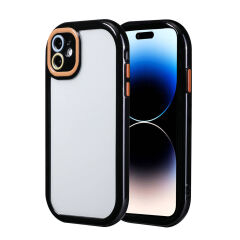 iPhone 11 Kılıf Kamera Korumalı Renkli Kenar ve Çerçeve Tasarımlı Vitamin Kapak Siyah