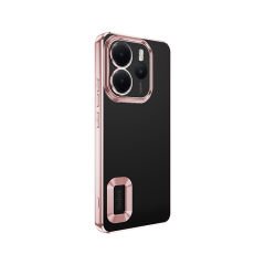 Xiaomi Redmi Note 14 4G Kılıf Logo Gösteren Parlak Kenarlı Kamera Lens Korumalı Şeffaf Omega Silikon Kapak