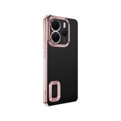 Xiaomi Redmi Note 14 4G Kılıf Logo Gösteren Parlak Kenarlı Kamera Lens Korumalı Şeffaf Omega Silikon Kapak