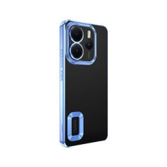 Xiaomi Redmi Note 14 4G Kılıf Logo Gösteren Parlak Kenarlı Kamera Lens Korumalı Şeffaf Omega Silikon Kapak