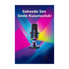 Mikrofon Podcast Vokal Kaydı Oyun İçin Dinamik USB XLR Çift Çıkışlı Profesyonel Kablosuz Mikrofon YU7 Siyah