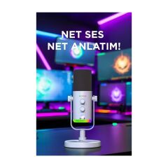 Mikrofon Podcast Vokal Kaydı Oyun İçin Dinamik USB XLR Çift Çıkışlı Profesyonel Kablosuz Mikrofon YU7 Beyaz