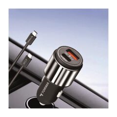 45W Type-C Kablolu Hızlı Şarj Adaptörü Araç Çakmaklık Şarj