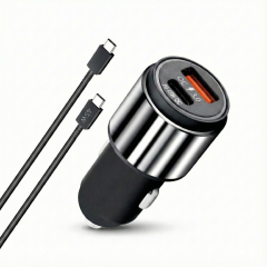 45W Type-C Kablolu Hızlı Şarj Adaptörü Araç Çakmaklık Şarj