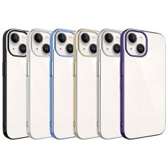 iPhone 15 Plus Kılıf Sert PC Renkli Çerçeveli Riksos Kapak
