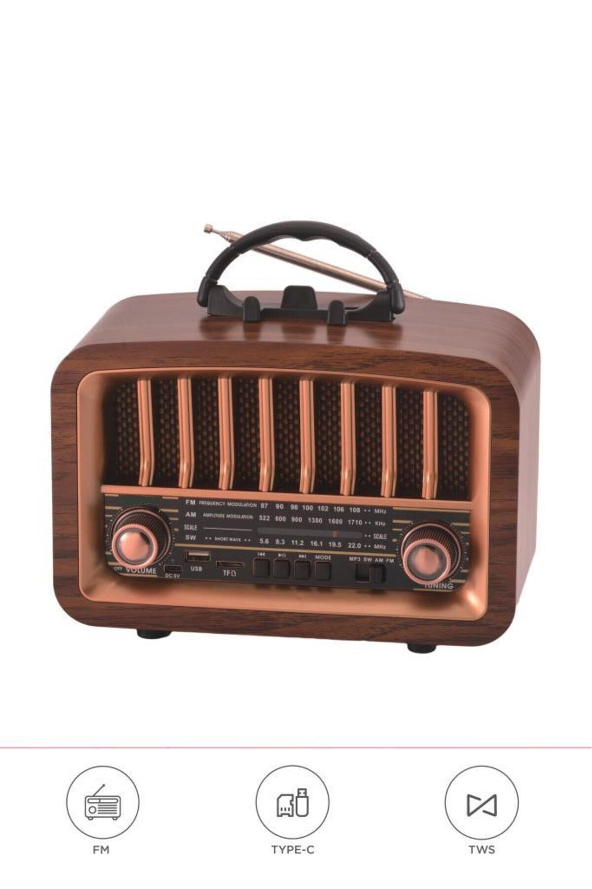 Bluetooth Hoparlör Nostaljik Radyo Kablosuz Speaker D57